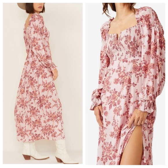 New! Free People Jaymes Midi Dress in Lilac Combo 31215 - Picture 1 of 16